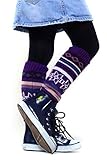 YELETE Fashion Mic Kid's Fun and Cute Legwarmers - Holiday (kids one size, purple)