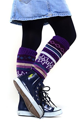 YELETE Fashion Mic Kid's Fun and Cute Legwarmers - Holiday (kids one size, purple)