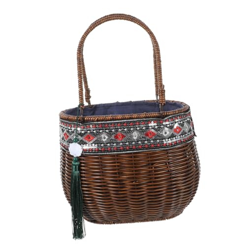 BUGUUYO Bolso De Ratán Pequeña Cesta Tejida Con Asa Cesta De Recolección Cesta De Picnic De Almacenamiento Cesta De Picnic De Ratán Cesta De Almacenamiento De Cocina Equipo Exótico Páginas