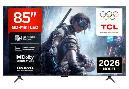 TCL 85T8D QD-Mini LED 85 Zoll Fernseher, 4K Smart TV, Google TV, 144 Hz – Ansicht 1