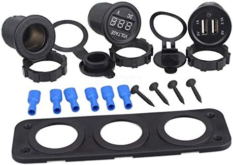 Davitu Cables, Adapters & Sockets - 20Pcs/Lot 12V 24V USB Socket Splitter 3 in 1 Car/Boat/Phone Charger Digital Voltmeter Digital Moto Socket Car Cigarette Lighter - (Color Name: Green 3.1A)