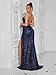 ADYCE Elegant Evening Dress Women Party Long Formal Dress Sequined Strap Ladies Gown Bodycon Floor Length Female Outfits (Dark Blue,Medium)