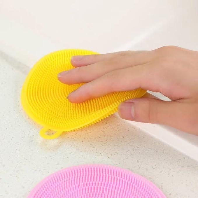 ATOOZED 5 Pcs Silicone Wash Scrubber Premium Kitchen Accessories Items Non Scratch Dish Wash Cloth Scrub for Utensils Cleaning Supplies Vegetable Cleaner Perfect Home Cleaning Accessories