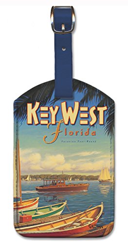 Image of Pacifica Island Art Leatherette Luggage Baggage Tag - Key West Florida by Erickson