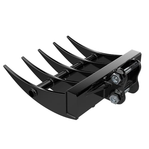 MACHPRO Mini Excavator Attachment Rake Metal Wide Backhoe Rake Fit for 0.8T-1.5T Mini Excavators - Upgraded High-Thickness Steel - Replace Hydraulic Tilt Excavator Attachment