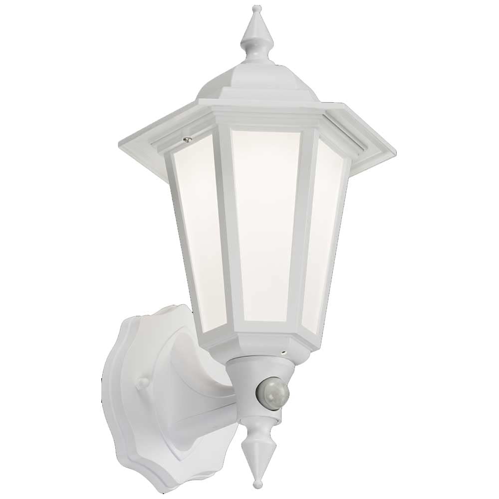 Manningham Lighting Black 8W Outdoor Outside Led Wall Light Lantern Photocell Sensor - Garden Patio Lighting Mains Powered Dusk Dawn External Ip54 Weatherproof (White - Full Lantern)