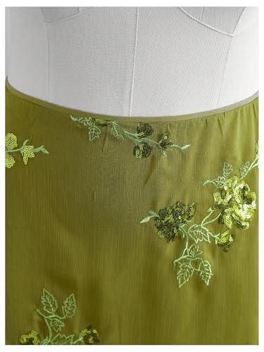 MakeMeChic Women's Plus Size Mini Skirt Floral Embroidery Sequin Mesh A Line Y2K Elegant Skirts4