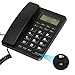 Corded Landline Phones for Home/Office, Desk Corded Telephone with Display and Adjustable Volume, Support Music on Hold, Speakerphone, DND and Calculator Function, Uvital House Phone (Black)