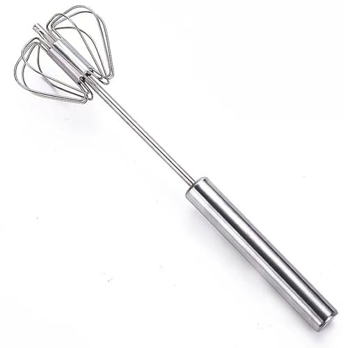 Egg Whisk, Hand Push Whisk Blender, Stainless Steel Egg Beater, Milk Frother, Rotating Push Mixer Stirrer for Whisking, Beating, Stirring