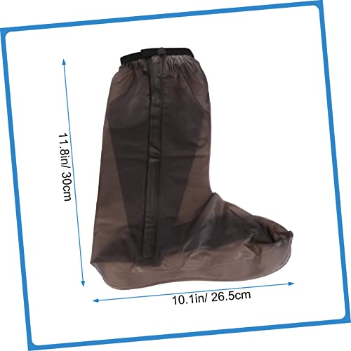 Kisangel 2 pares cubre zapatos impermeables de PVC con tubo alto, diseño antideslizante y protector para adultos color café tamaño mediano miniatura 2