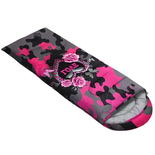 Image of QOOMO Ball Flower Camping Sleeping Bags,3 Season Warm & Cool Weather,Lightweight,Waterproof Sleeping Bags for Adults & Kids,Traveling,and Outdoors,Camping Gear Equipment