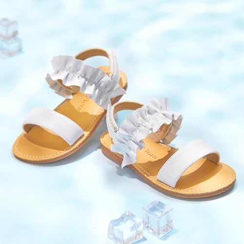 Image of Felix & Flora Toddler Girl Sandals - Little Girl Easter Dress Shoes Lightweight Open Toe Beach Holiday Flats
