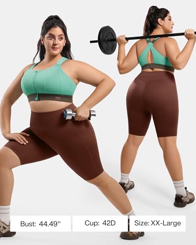 Image of High Impact Zip Front Adjustable Sports Bra No Bounce Criss Cross Plus Size Bras for Women Workout Running