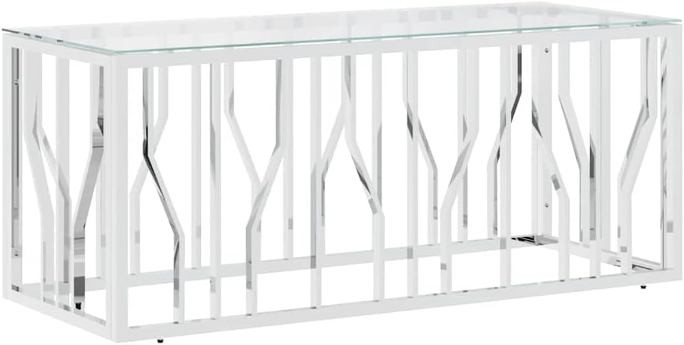 vidaXL Coffee Table, Accent Side Table, Couch Sofa Table for Home Living Room Office, End Table, Modern Style, Stainless Steel and Glass