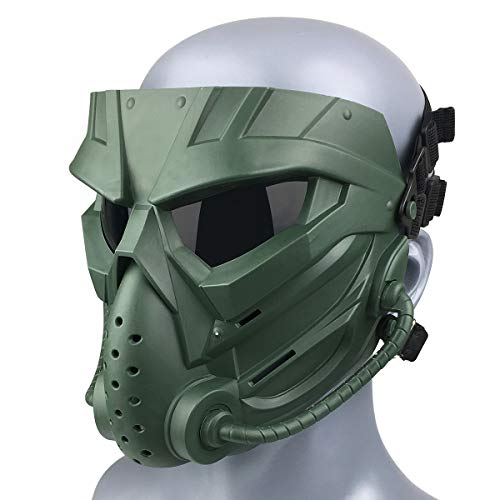 Anyoupin Alien Airsoft Mask Full Face Tactical Mask with Eye Protection Impact Resistant for Halloween Airsoft Hunting CS Game Paintball and Other Outdoor Activities Green-Gray-Lens