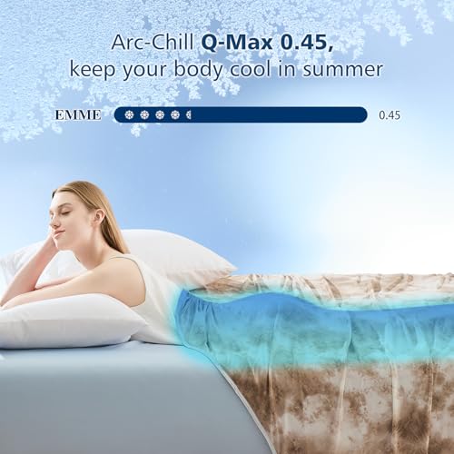 Image of EMME Cooling Blanket Queen Size (90 inchx90 inch), Q-Max 0.5 Cooling Blankets for Hot Sleepers, Ice Summer Blanket for Nights Sweats, Khaki Lightweight Sheet for Bed