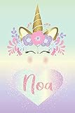  Noa: Personalized Name Floral Blank Lined Journal For Unicorn Lover Girls And Women