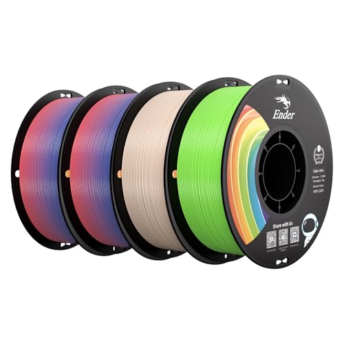 Creality PLA+ Filament 1.75mm 4KG, 3D Printer Filament 4 Pack 1kg Cardboard Spool, Strong Toughness, Multi-Color 3D Printing Filament for Most FDM Printers(2 Rainbow Beige& Apple Green)