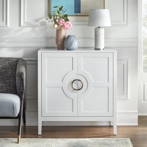 Image of Handicraft Accent Cabinet for Living Room, Mango Wood & Engineered Wood Storage Cabinet, Carved Design, Multiple Styles, 30 x 15 x 30 inches (HOB-Design-4)
