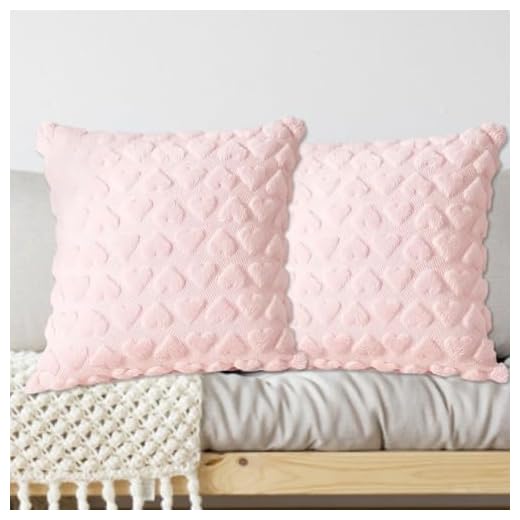 WonHey 2PCS Pink Cushions, 18 x 18 Inch Heart Throw Pillow, Blush Pink Cushion Covers for Sofa, Couch, Bedroom, Living Room, Office Decor