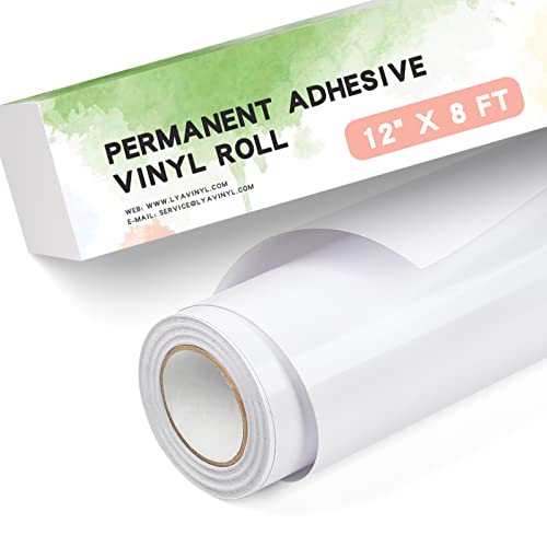 Lya Vinyl White Permanent Vinyl For Cricut - 12" X 8 Ft White Adhesive Vinyl Roll For Cricut, Silhouette, Cameo Cutters, Signs, Scrapbooking, Craft Decal (Glossy White) #TOP3