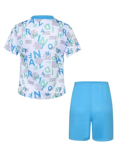 easyforever Kids Boys Quick-dry Sports Outfit Moisture-wicking T-shirt Athletic Shorts For Basketball Running Workout Blue 5-6 Years4