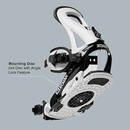 XCMAN Outdoors All-Mountain Snowboard Binding | Boot US Size 6-9 (Black White, M)