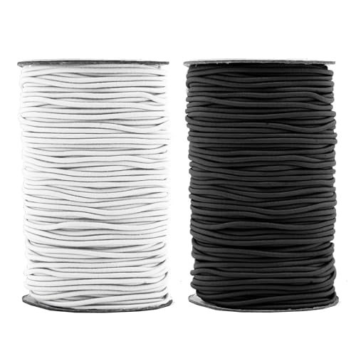 Mandala Crafts 2mm Black and White Elastic Cords, Jewelry Making & Beading