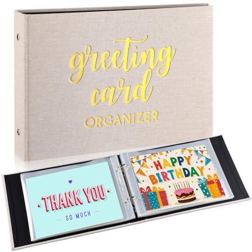 Spiareal Greeting Card Organizer Set Greeting Card Holder 6 x 8 Inches 100 Pages Stamping Binder Album Display Organization Storage for Memory Greetings Photo Gift