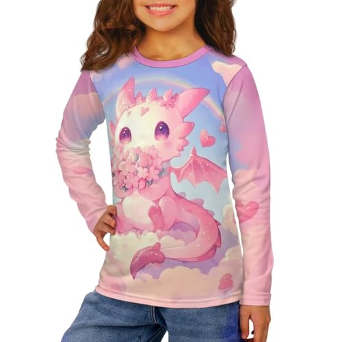 Girls Shirts Long Sleeve Soft T-Shirts Crewneck Graphic Pullover Tees Tops Clothes for Kids 3-16 Years3