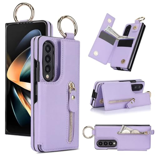 Étui Samsung Z Fold 3 antichoc violet avec fente carte et fermeture flip