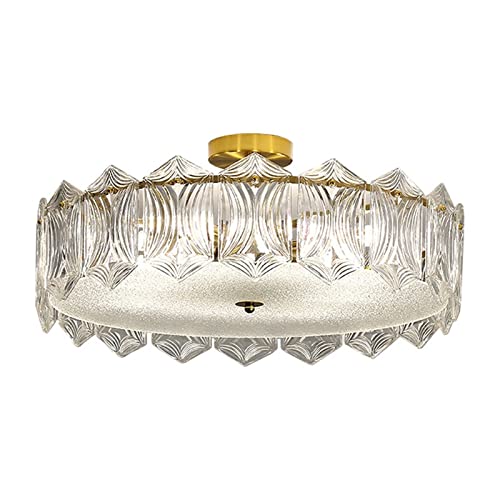 Plafonnier cristal 60cm luminaire rétro en verre d'exception pour grand salon