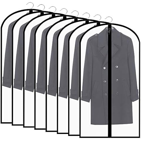 ASelected 10 Pack Dress Bags Covers Long 55 Inch (140cm) Clear Garment Bags Full Length Moth Proof Clothes Bags Storage Covers Protector Hanging Suit Bags with Zip White Cover