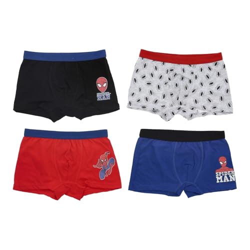 Marvel Spiderman und Paw Patrol Jungen 4er Pack Boxershorts Unterhosen Superhelden Unterwäsche Set Underwears Kinder Unterhose 98-140 cm (DE/NL/SE/PL, Numerisch, 98, 104, Regular, rot)