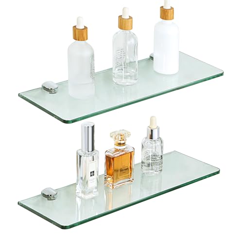 SAYAYO Étagère Murale en Verre Tablette Salle de Bain, Étagère de Douche en Verre Transparent...