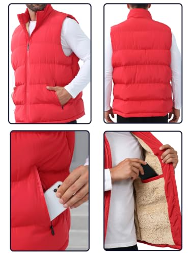 Image of TUVEKE Men's Puffer Vest Sherpa Lined Outdoor Zipper Fleece Vest Warm Sleeveless Men Winter Jackets Water-Resistant M-5XL