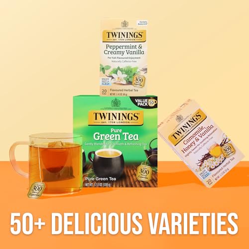 Twinings Peppermint & Creamy Vanilla Herbal Tea Individually Wrapped Bags, 20 Count (Pack of 6), Formerly Buttermint, Naturally Caffeine-Free, Enjoy Hot or Iced, 120 Teabags