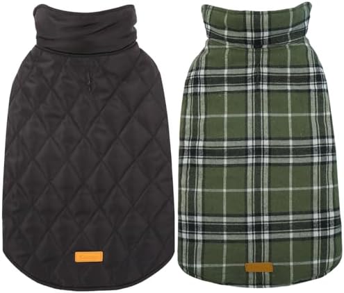 Kuoser Waterproof Dog Coat, Reversible Dog Jacket for Small Dogs, Adjustable Durable Doggie Winter Coat Warm Cozy Puppy Cold Weather Apparel from Small to Large Breed, Blue S