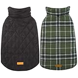 Kuoser Waterproof Dog Coat, Reversible Dog Jacket for Small Dogs, Adjustable Durable Doggie Winter Coat Warm Cozy Puppy Cold Weather Apparel from Small to Large Breed, Blue S