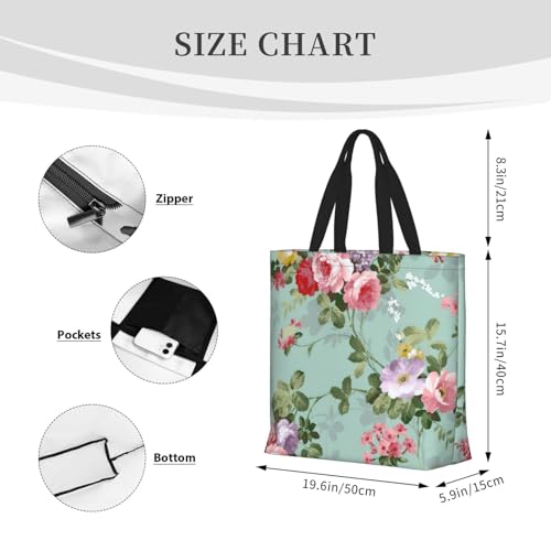 Peony Print Women's Portable Tote Bag - Large Shopper for Beach,Travel,Gym | Summer Handbag4