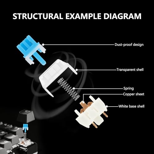 Image of 100 Pcs Mechanical Keyboard Switches with Remover Tool, 3 PIN Blue /Black Switch Replacement, Clicky Accurate Typing, Dustproof Keyboard Switch for Mechanical Gaming Keyboard (Blue+Black,100pcs)