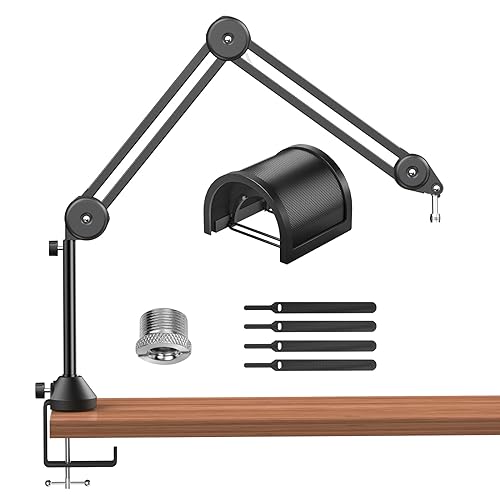 TONOR Micrófono Boom Arm, Mic Soporte de Escritorio con Alto Riser para, Totalmente Ajustable para Podcasts, Streaming, Gaming, Oficina en Casa, Grabación, 40 cm +40 cm, 20 cm extra alto, T50