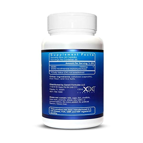 NMN-Stabilized-Form-1000mg-Per-Serving-Nicotinamide-Mononucleotide-Direct-NAD-Supplement-120-Capsules Genex Formulas Supplements - 99% Pure Shelf Stabilized Supplement Capsules for Increased NAD Levels & Healthy Aging, GMP…
