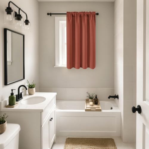 Image of MIULEE Set of 4 Terracotta 45 Inch Short Blackout Kitchen Window Curtains | Bedroom Drapes, Light Blocking Privacy Curtains for Small Windows, Bathroom, RV /Motorhome, Laundry, Top&Bottom Rod Pocket