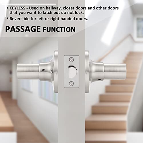 Gobekor 5 Pack Brushed Nickel Passage Door Levers Interior Door Handles For Hallway And Closet Door Lock Keyless Wave Lever Door Handles #TOP4