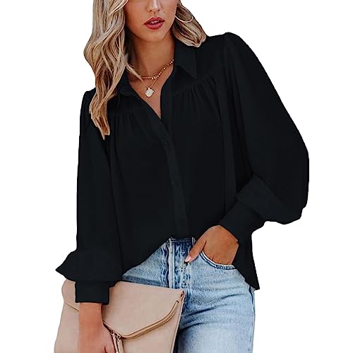 KKvoPiQ Camisa de mujer negra elegante básica de manga larga azul Crop Top elegante corsé Top Aesthetic Sport Verano Tops Sexy Tops Mujer Fiesta Tallas Grandes Blusas Manga Larga, Negro , M