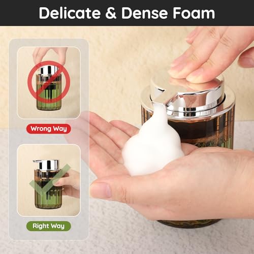 Image of Segbeauty 10oz Plastic Amber Foam Soap Dispenser for Kitchen Sink, 300ml Bathroom Foaming Countertop Soap Dispensers, Foam Pump Bottle Empty, Shaving Face Wash Liquid Pump Foamer Bottles Dispenser
