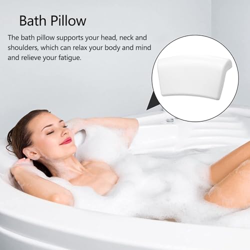 Koelaa Badewannenkissen – Wasserdichtes & Ergonomisches Wannenkissen mit 2 Saugnäpfen, Badekissen für Badewanne, Wannenkissen, Anti-Rutsch Premium-Kissen mit Entspannung, Badekissen für Spa – Weiß