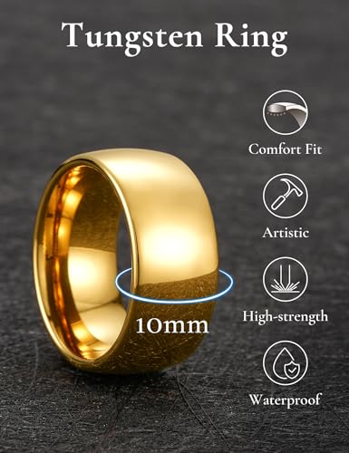 Image of King Will Men's Women's Tungsten Carbide Ring 24k Gold Plated Rose Gold Plated Domed Polished Finish Wedding Band