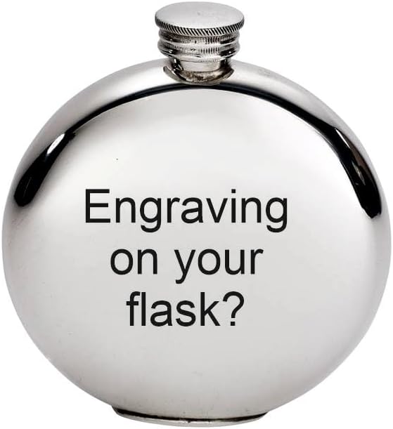 Wentworth Pewter - Plain Polished Round Pewter Flask, 6oz Capacity (Customized)